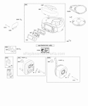 Air Cleaner Blower Housing Exhaust System Diagram and Parts List for 285H07-0126-E1  Briggs and Stratton Engine